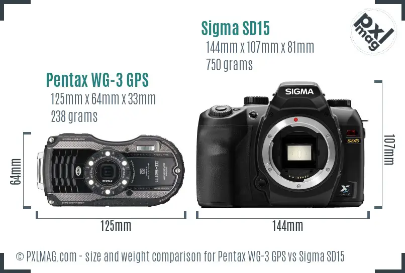 Pentax WG-3 GPS vs Sigma SD15 size comparison