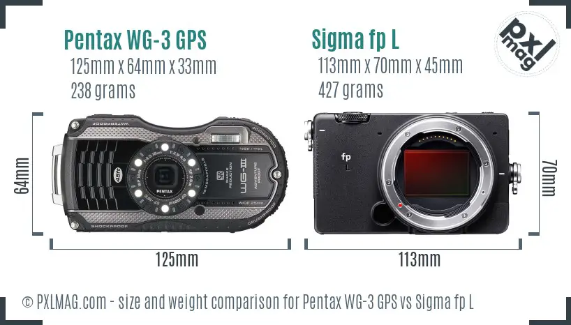Pentax WG-3 GPS vs Sigma fp L size comparison