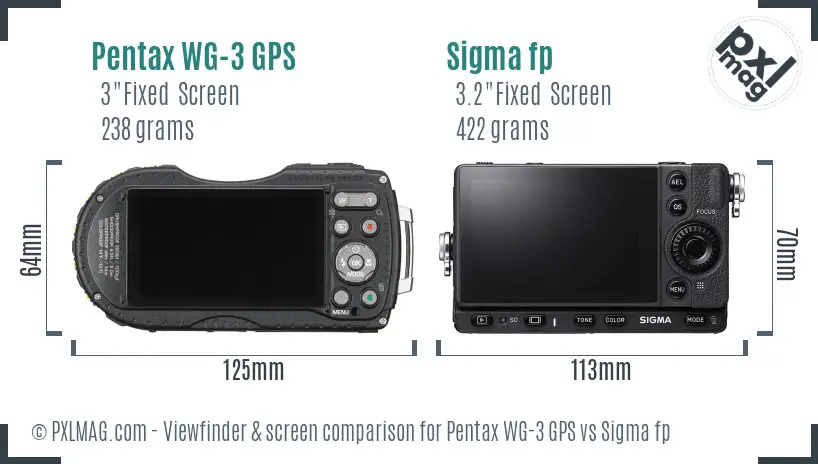 Pentax WG-3 GPS vs Sigma fp Screen and Viewfinder comparison