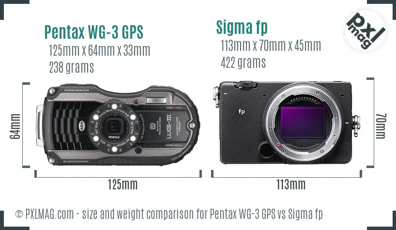Pentax WG-3 GPS vs Sigma fp size comparison