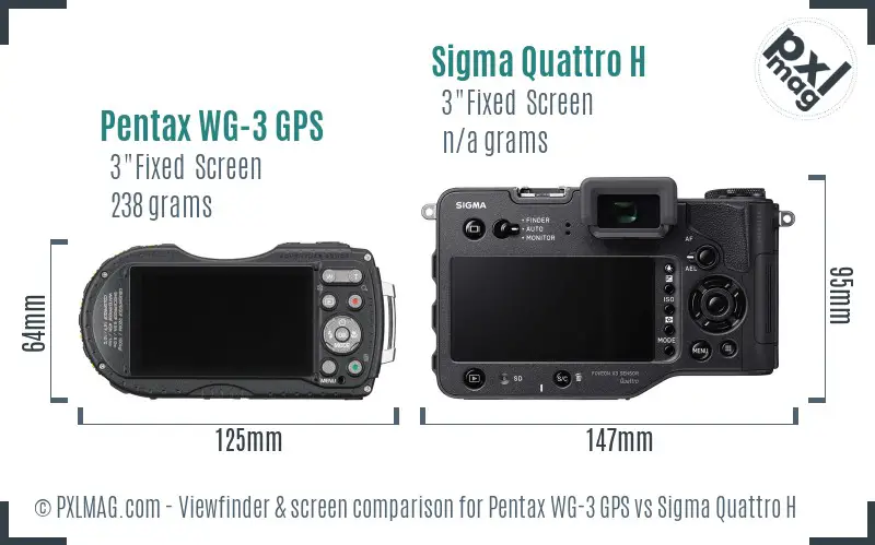 Pentax WG-3 GPS vs Sigma Quattro H Screen and Viewfinder comparison