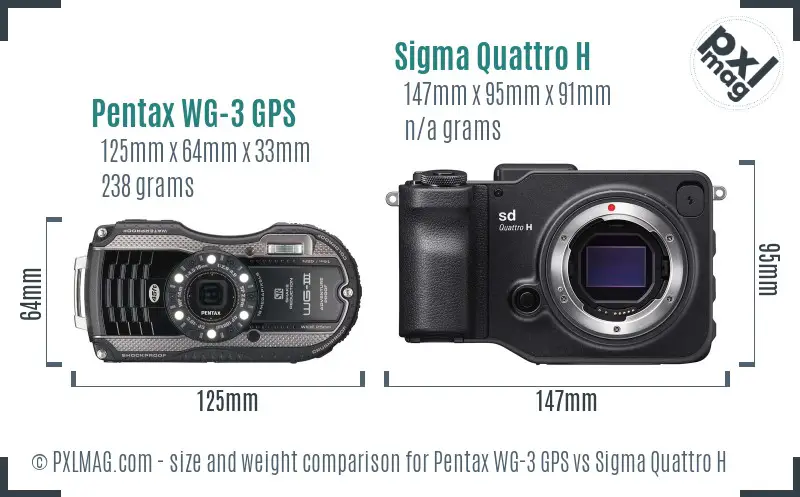 Pentax WG-3 GPS vs Sigma Quattro H size comparison