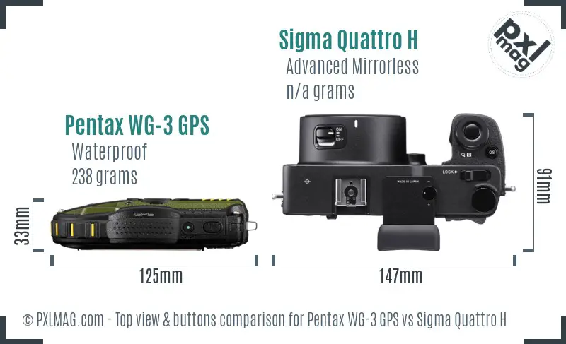 Pentax WG-3 GPS vs Sigma Quattro H top view buttons comparison