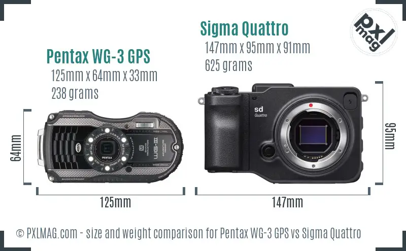 Pentax WG-3 GPS vs Sigma Quattro size comparison
