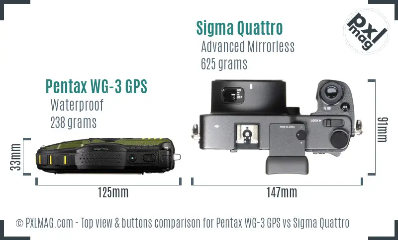 Pentax WG-3 GPS vs Sigma Quattro top view buttons comparison