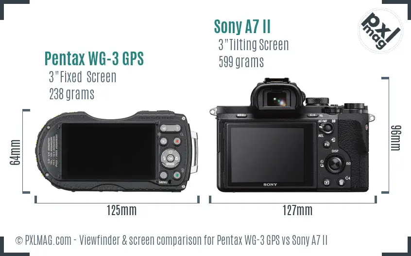 Pentax WG-3 GPS vs Sony A7 II Screen and Viewfinder comparison