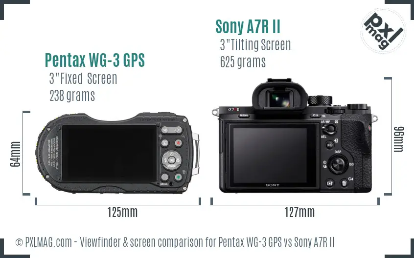 Pentax WG-3 GPS vs Sony A7R II Screen and Viewfinder comparison