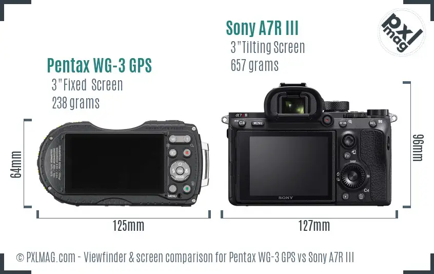 Pentax WG-3 GPS vs Sony A7R III Screen and Viewfinder comparison