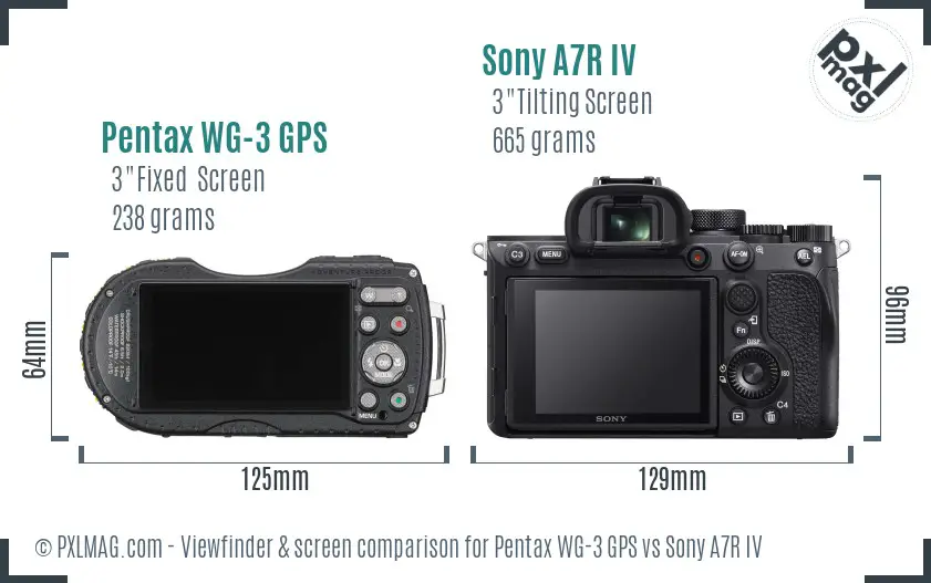 Pentax WG-3 GPS vs Sony A7R IV Screen and Viewfinder comparison