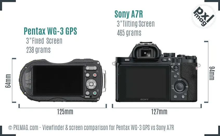 Pentax WG-3 GPS vs Sony A7R Screen and Viewfinder comparison