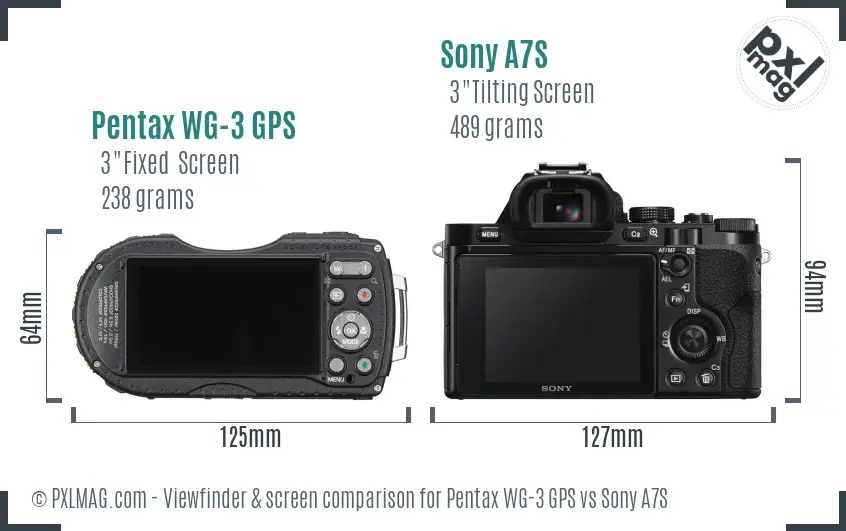 Pentax WG-3 GPS vs Sony A7S Screen and Viewfinder comparison