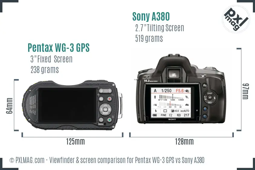 Pentax WG-3 GPS vs Sony A380 Screen and Viewfinder comparison