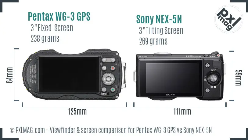 Pentax WG-3 GPS vs Sony NEX-5N Screen and Viewfinder comparison