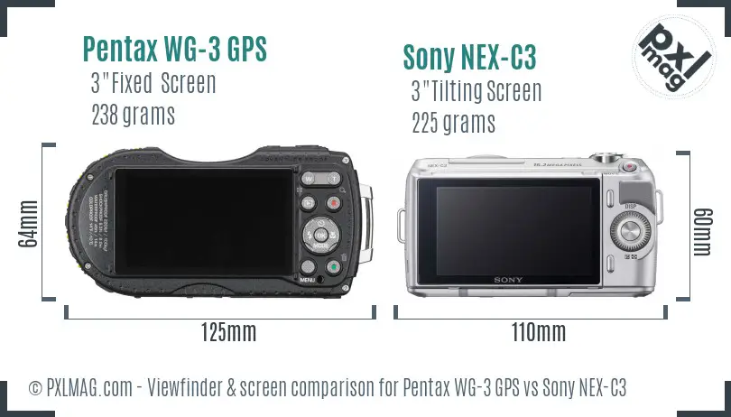 Pentax WG-3 GPS vs Sony NEX-C3 Screen and Viewfinder comparison