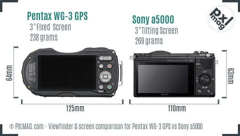 Pentax WG-3 GPS vs Sony a5000 Screen and Viewfinder comparison
