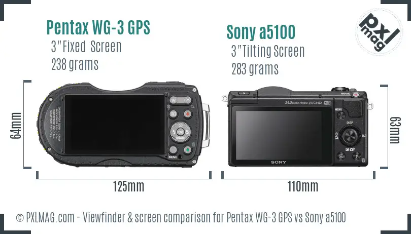 Pentax WG-3 GPS vs Sony a5100 Screen and Viewfinder comparison