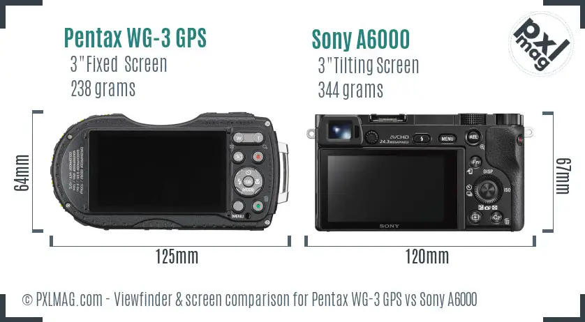 Pentax WG-3 GPS vs Sony A6000 Screen and Viewfinder comparison