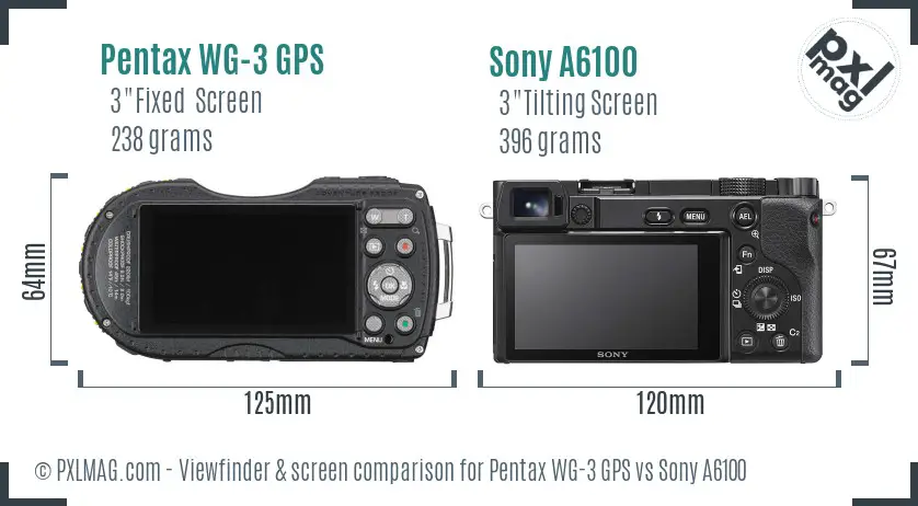 Pentax WG-3 GPS vs Sony A6100 Screen and Viewfinder comparison