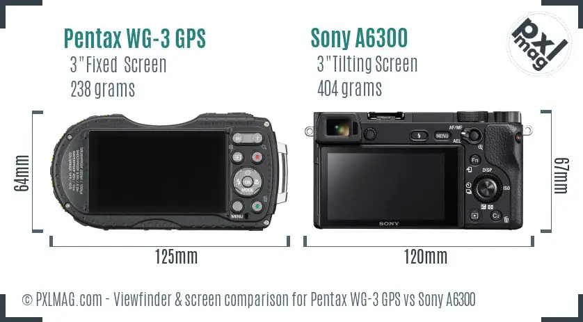 Pentax WG-3 GPS vs Sony A6300 Screen and Viewfinder comparison