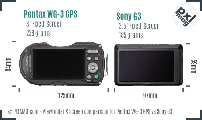 Pentax WG-3 GPS vs Sony G3 Screen and Viewfinder comparison