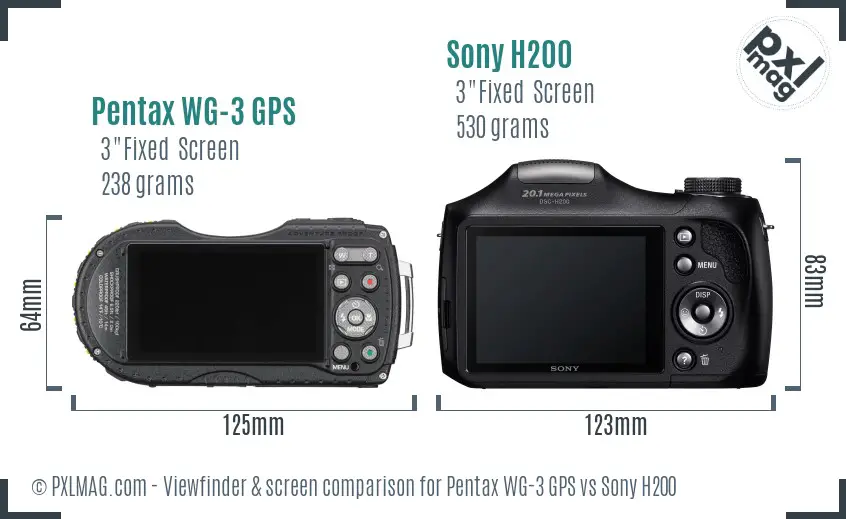Pentax WG-3 GPS vs Sony H200 Screen and Viewfinder comparison