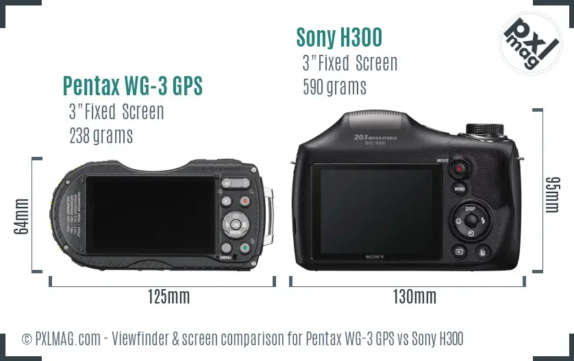 Pentax WG-3 GPS vs Sony H300 Screen and Viewfinder comparison