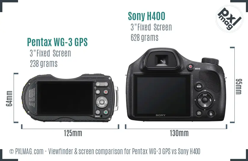 Pentax WG-3 GPS vs Sony H400 Screen and Viewfinder comparison Pentax WG-3 GPS vs Sony H400 Screen and Viewfinder comparison