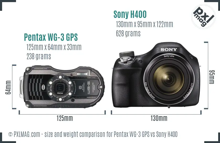 Pentax WG-3 GPS vs Sony H400 size comparison Pentax WG-3 GPS vs Sony H400 size comparison