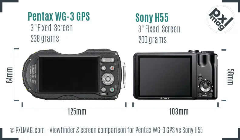 Pentax WG-3 GPS vs Sony H55 Screen and Viewfinder comparison