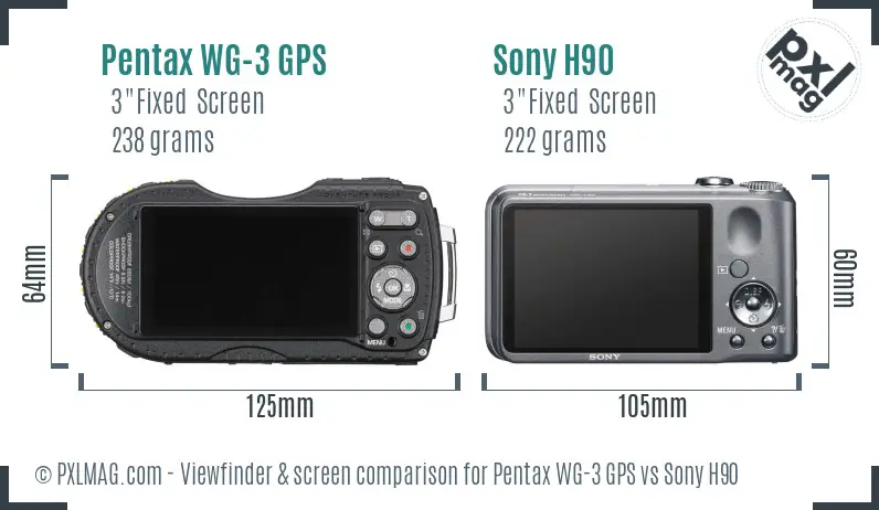 Pentax WG-3 GPS vs Sony H90 Screen and Viewfinder comparison