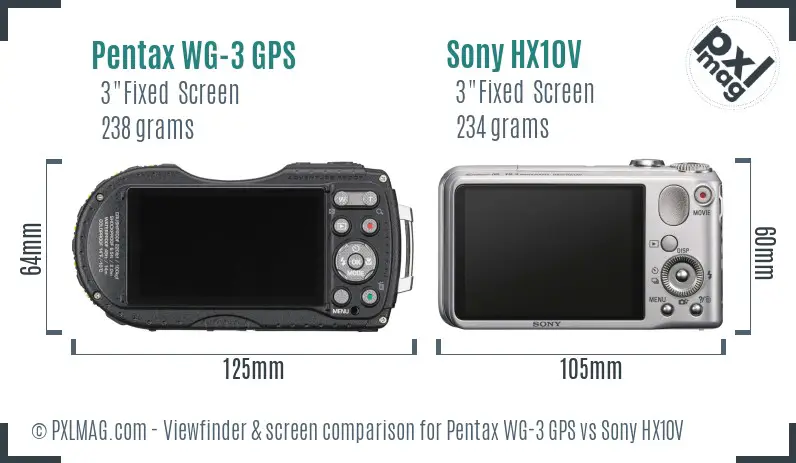 Pentax WG-3 GPS vs Sony HX10V Screen and Viewfinder comparison Pentax WG-3 GPS vs Sony HX10V Screen and Viewfinder comparison