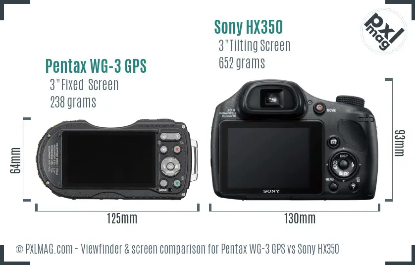 Pentax WG-3 GPS vs Sony HX350 Screen and Viewfinder comparison