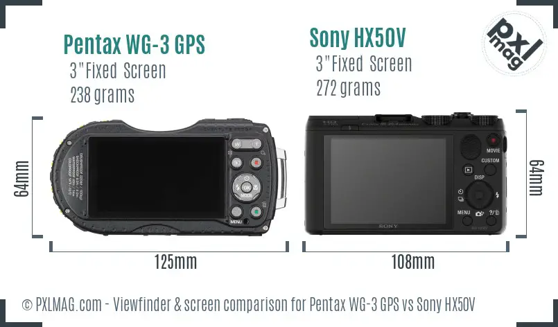 Pentax WG-3 GPS vs Sony HX50V Screen and Viewfinder comparison