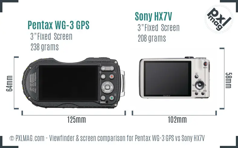 Pentax WG-3 GPS vs Sony HX7V Screen and Viewfinder comparison