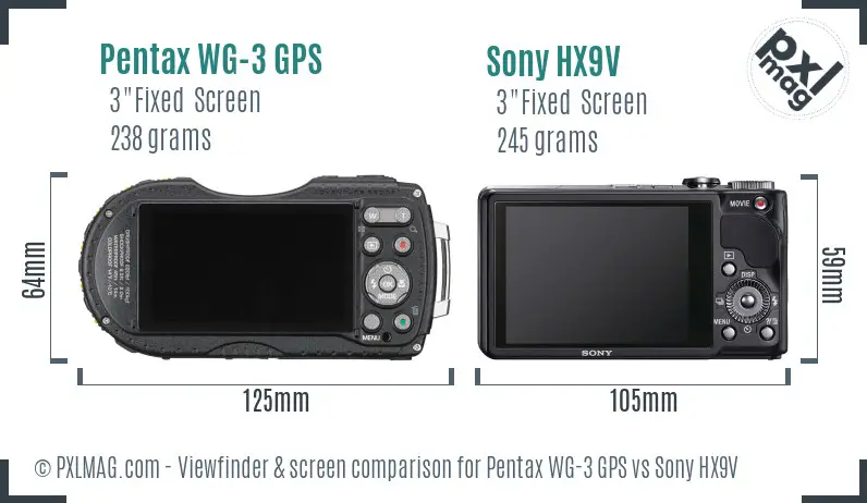 Pentax WG-3 GPS vs Sony HX9V Screen and Viewfinder comparison
