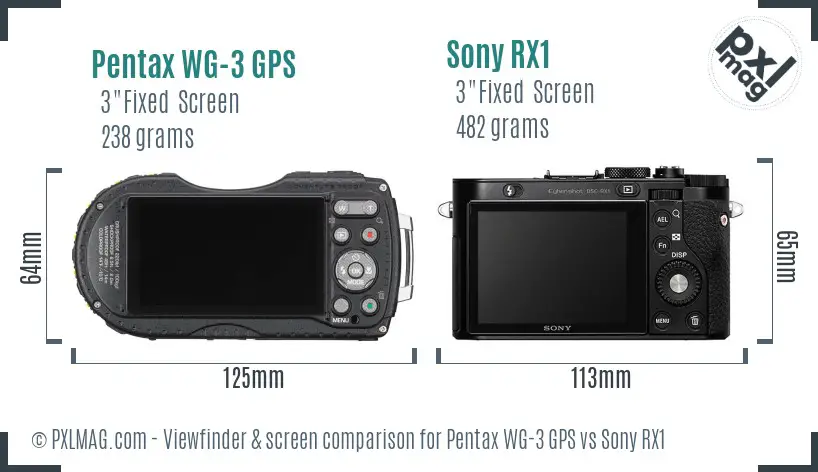 Pentax WG-3 GPS vs Sony RX1 Screen and Viewfinder comparison