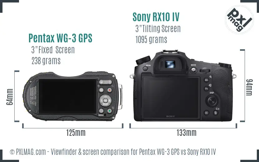 Pentax WG-3 GPS vs Sony RX10 IV Screen and Viewfinder comparison