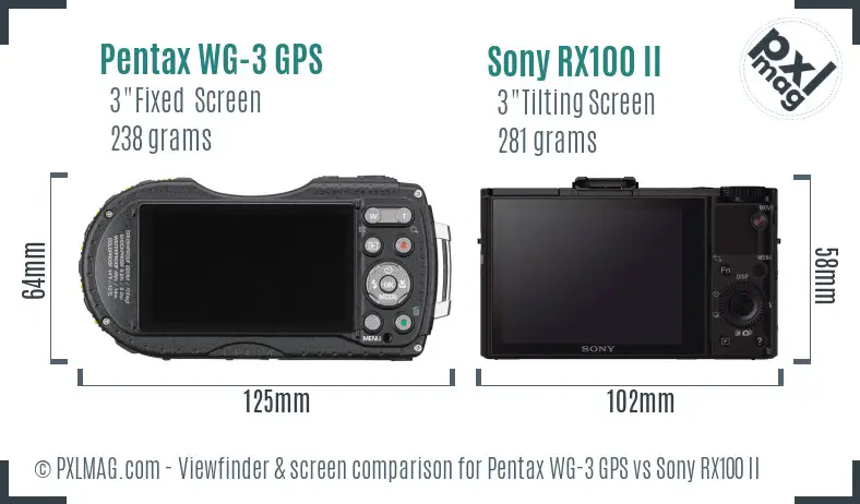 Pentax WG-3 GPS vs Sony RX100 II Screen and Viewfinder comparison