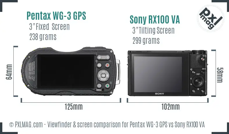 Pentax WG-3 GPS vs Sony RX100 VA Screen and Viewfinder comparison