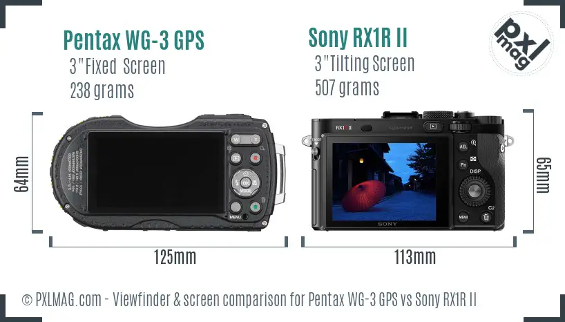 Pentax WG-3 GPS vs Sony RX1R II Screen and Viewfinder comparison