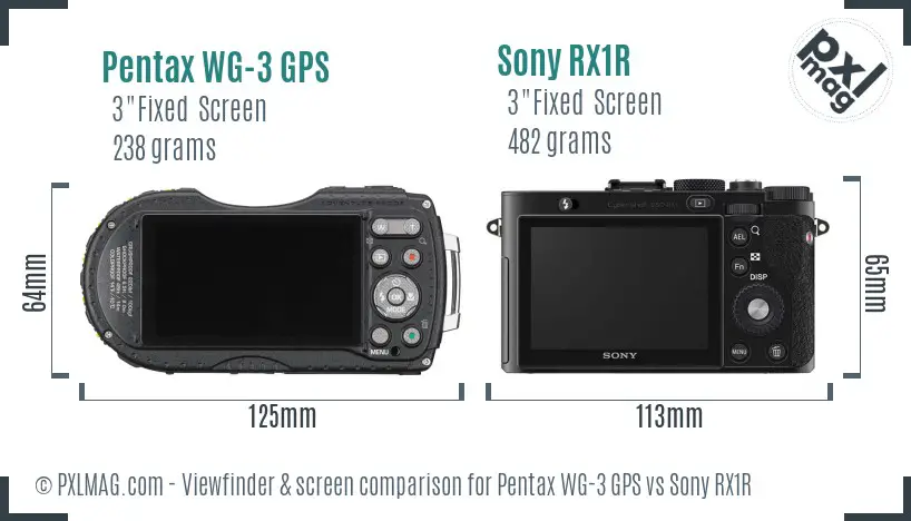 Pentax WG-3 GPS vs Sony RX1R Screen and Viewfinder comparison