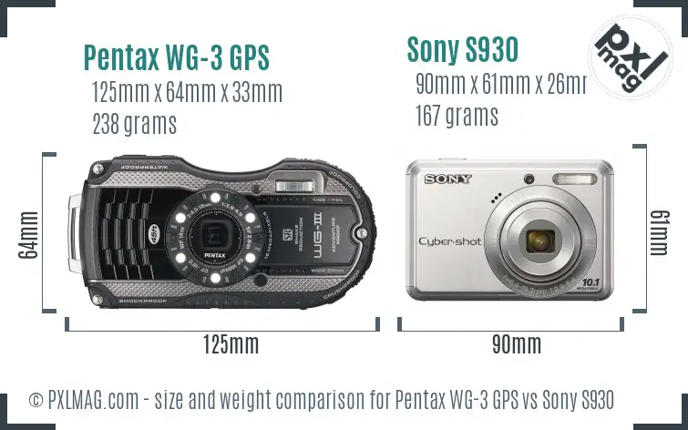 Pentax WG-3 GPS vs Sony S930 size comparison
