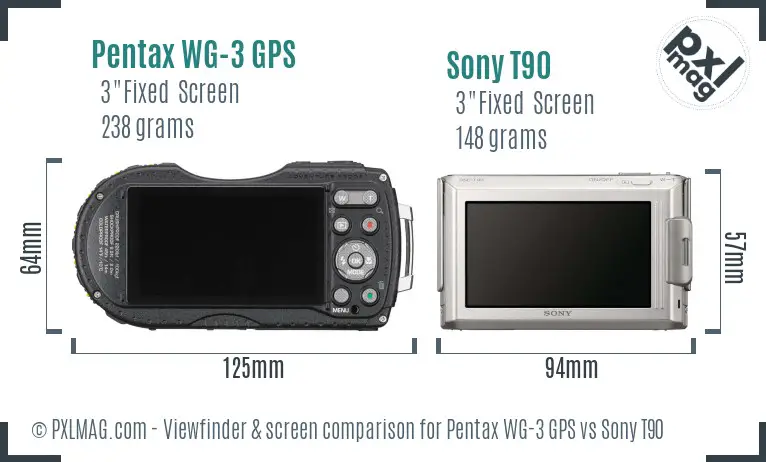 Pentax WG-3 GPS vs Sony T90 Screen and Viewfinder comparison