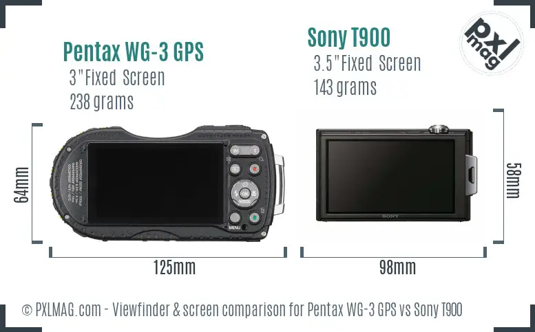 Pentax WG-3 GPS vs Sony T900 Screen and Viewfinder comparison