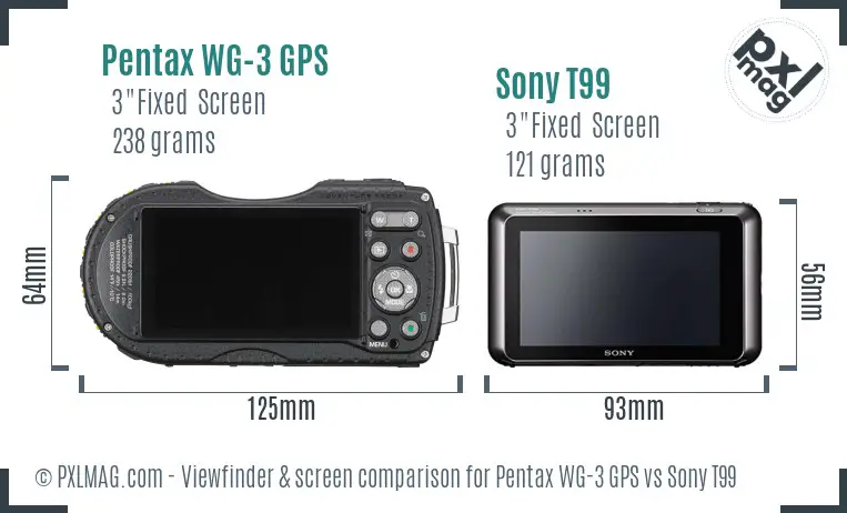 Pentax WG-3 GPS vs Sony T99 Screen and Viewfinder comparison