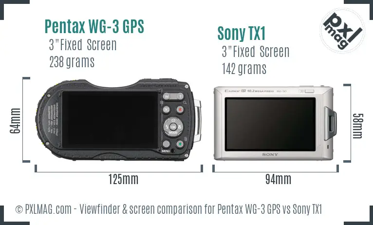 Pentax WG-3 GPS vs Sony TX1 Screen and Viewfinder comparison