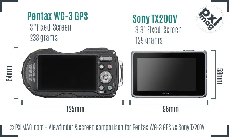 Pentax WG-3 GPS vs Sony TX200V Screen and Viewfinder comparison