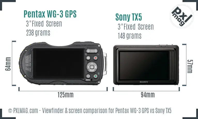 Pentax WG-3 GPS vs Sony TX5 Screen and Viewfinder comparison
