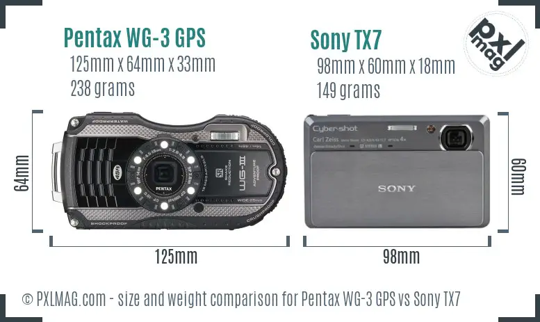 Pentax WG-3 GPS vs Sony TX7 size comparison