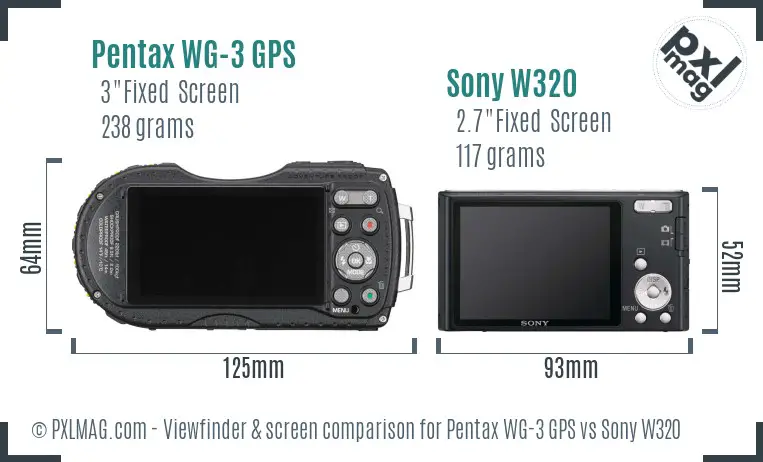 Pentax WG-3 GPS vs Sony W320 Screen and Viewfinder comparison